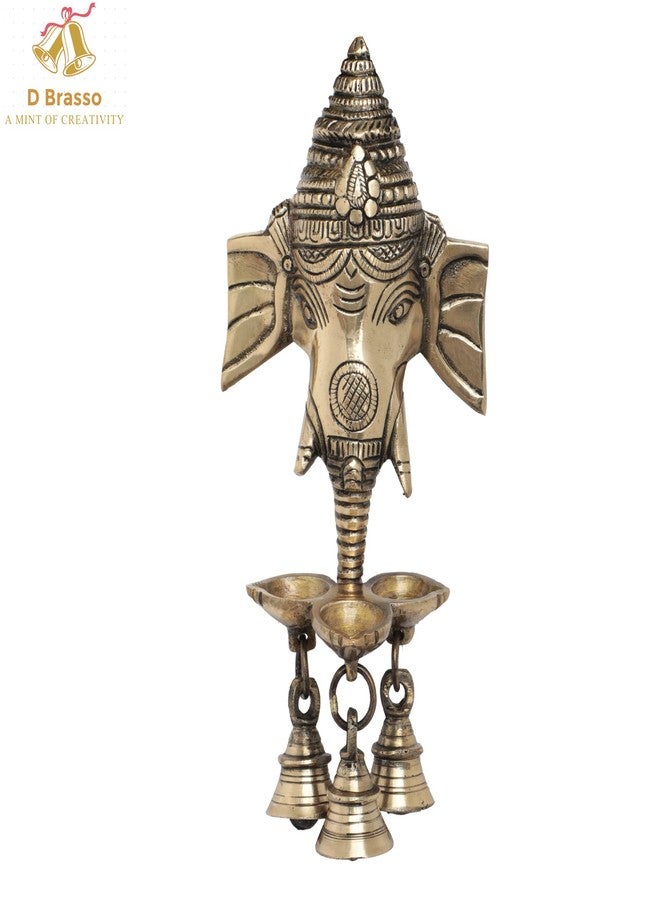 D Brasso Premium Brass Ganesha Wall Hanging Diya with Bells - Antique Finish Oil Lamp for Pooja Room, Mandir & Temple Décor | Traditional Diwali Gift Item (650 Grams) - Image 5
